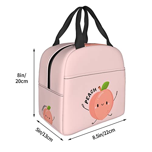 Lunch Bag Cute Fruits Peach Insulated Lunch Box Back To School Reusable Bags Meal Portable Container Tote For Boys Girls Travel Work Picnic Boxes