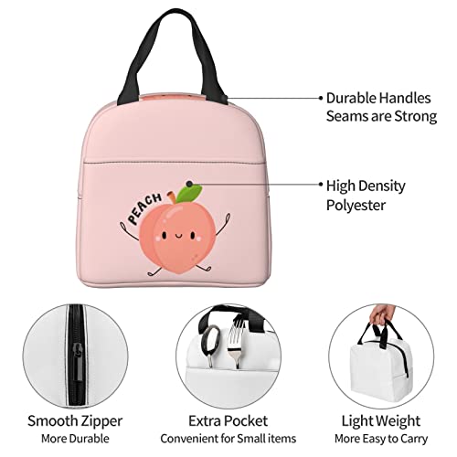 Lunch Bag Cute Fruits Peach Insulated Lunch Box Back To School Reusable Bags Meal Portable Container Tote For Boys Girls Travel Work Picnic Boxes