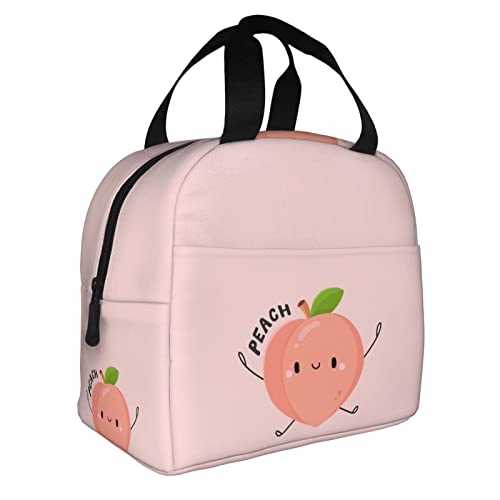 Lunch Bag Cute Fruits Peach Insulated Lunch Box Back To School Reusable Bags Meal Portable Container Tote For Boys Girls Travel Work Picnic Boxes