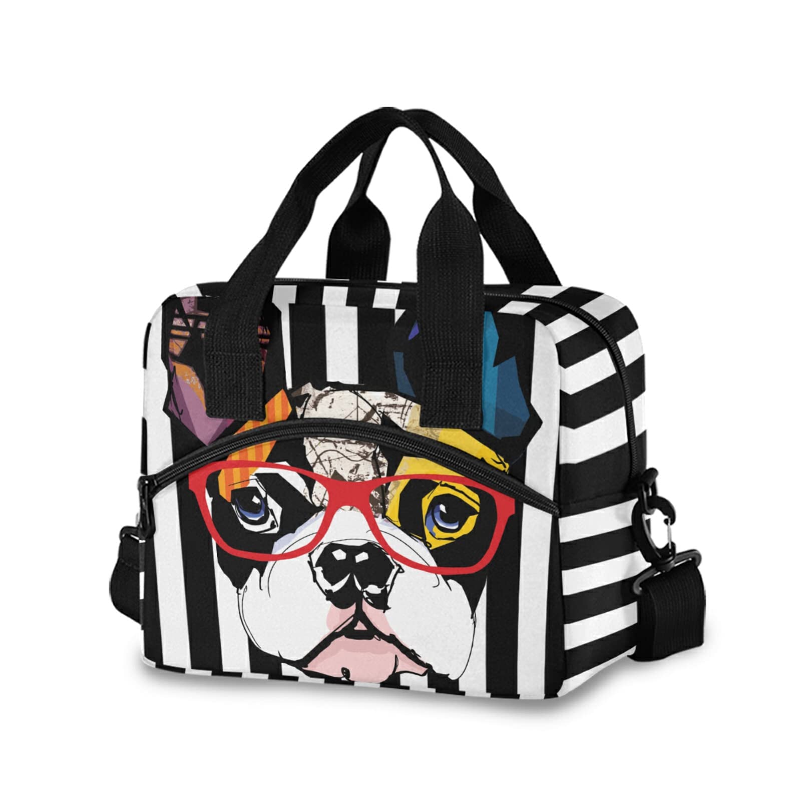 ALAZA French Bulldog Lunch Bags for Women Leakproof Crossbody Lunch Bag Lunch Bag with Shoulder Strap lunch Box Purse Lunch Cooler Bag(228be3e3) for Women,Nurse,Teachers