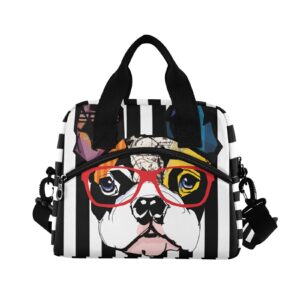 ALAZA French Bulldog Lunch Bags for Women Leakproof Crossbody Lunch Bag Lunch Bag with Shoulder Strap lunch Box Purse Lunch Cooler Bag(228be3e3) for Women,Nurse,Teachers