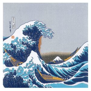 japanese wrapping cloth tango-chirimen ukiyoe furoshiki 68cm hokusai nami[japan import]