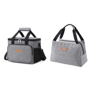 lifewit 15l collapsible cooler bag and 7l insulated lunch bag grey
