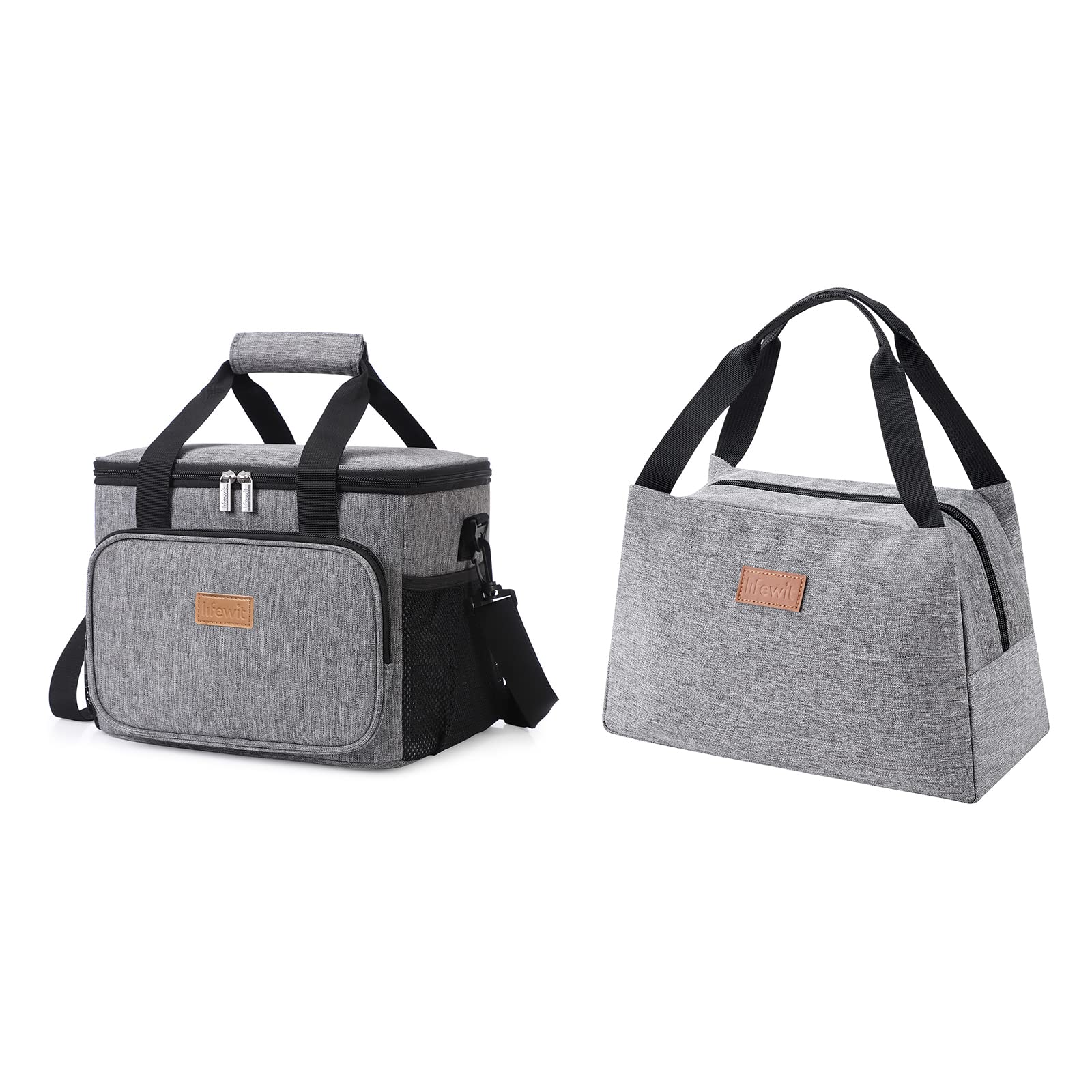 Lifewit 15L Collapsible Cooler Bag and 7L Insulated Lunch Bag Grey