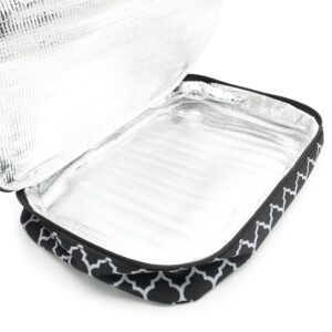 Insulated Casserole Carrier with Handle, Thermal Travel Tote Bag, Pretty Trellis Patterned Carrying Case (Black, 9 x 13)