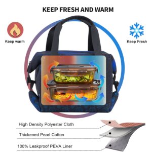 UNIKER Insulated Lunch Bag Foldable,Leakproof Lunch Box for Travel,Lunch Tote Reusable Meal Prep Container Bag,Bento Box Cooler Bag for Work Picnic Box Dark Blue