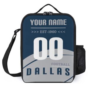 quzeoxb custom dallas lunch bag, personalized insulated lunch box with adjustable strap cooler bag gifts for men women