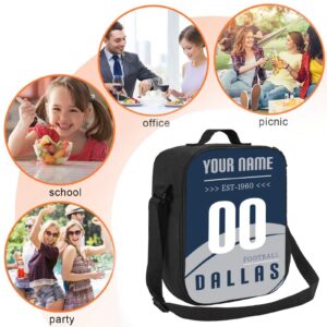 Quzeoxb Custom Dallas Lunch Bag, Personalized Insulated Lunch Box with Adjustable Strap Cooler Bag Gifts for Men Women