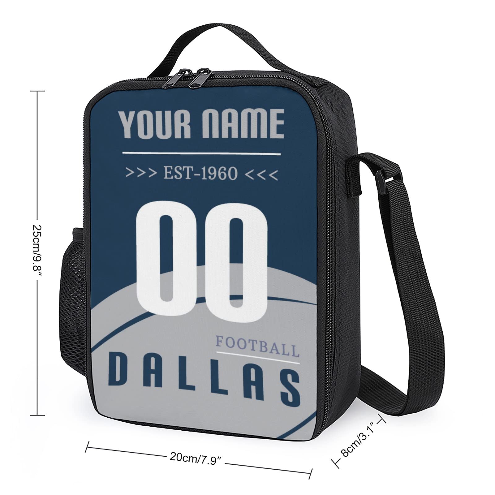 Quzeoxb Custom Dallas Lunch Bag, Personalized Insulated Lunch Box with Adjustable Strap Cooler Bag Gifts for Men Women