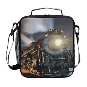 auuxva vintage locomotive kids lunch bag, 10.5 x 3.5 x 9.5 in, polyester