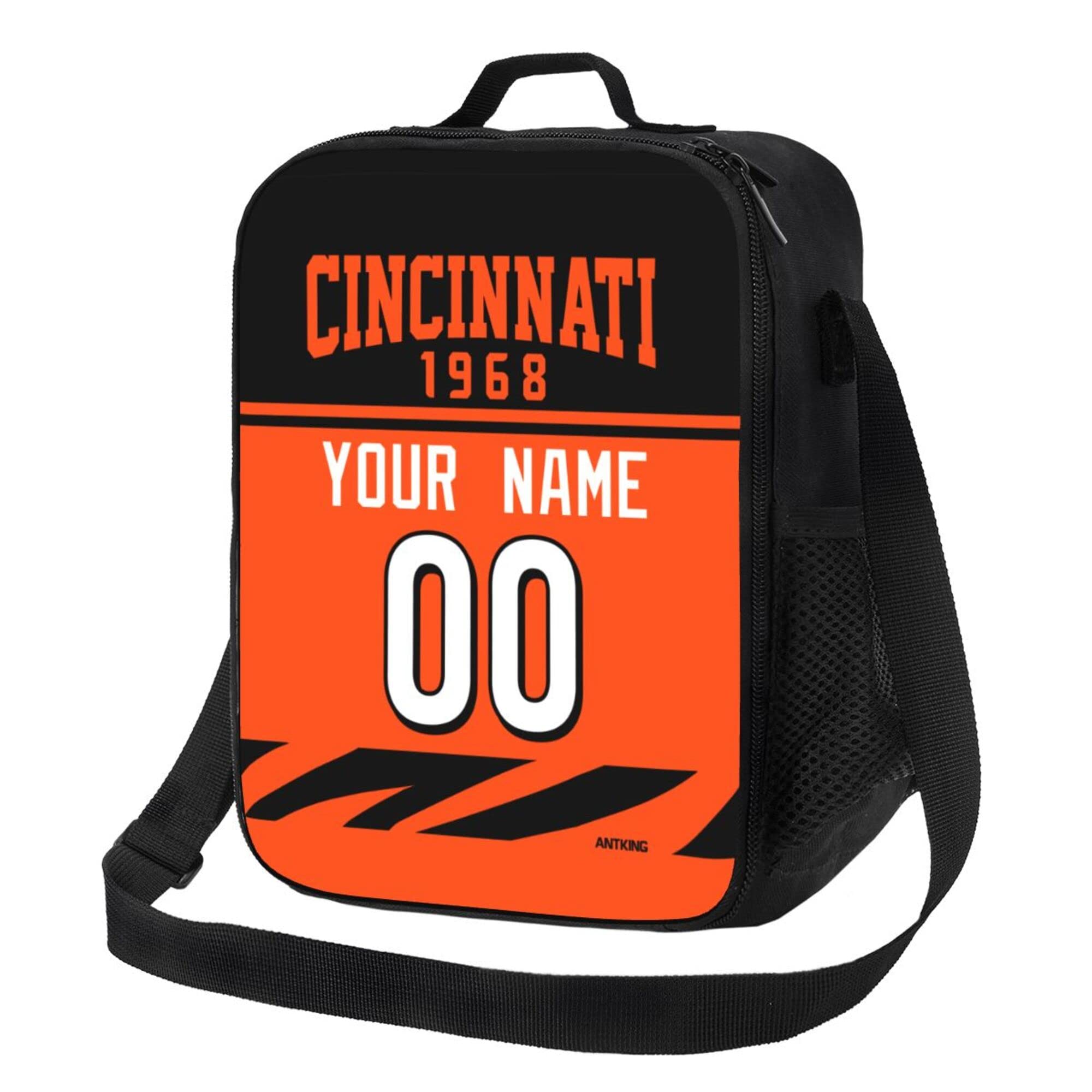 ANTKING Cincinnati Lunch Bag Custom Name and Number Lunch Box Gifts for Men Women