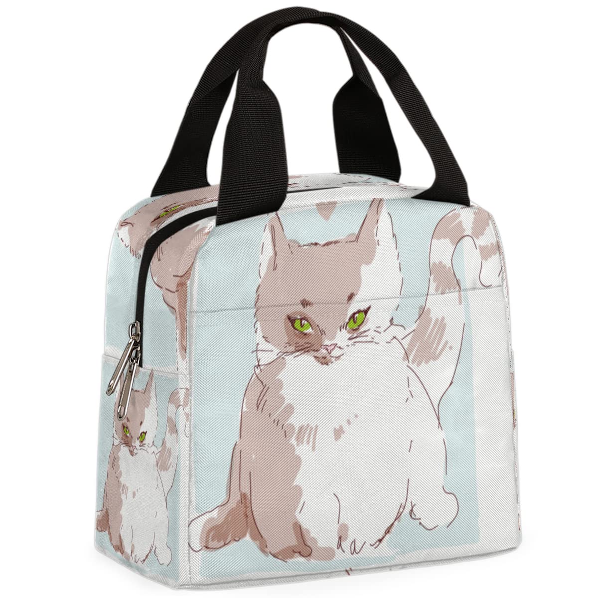 Cute Cats Pets Style Insulated Lunch Bag Women Reusable Lunch Tote Bag for Men Adult Leakproof Cooler Lunch Box for Work Office Picnic Travel