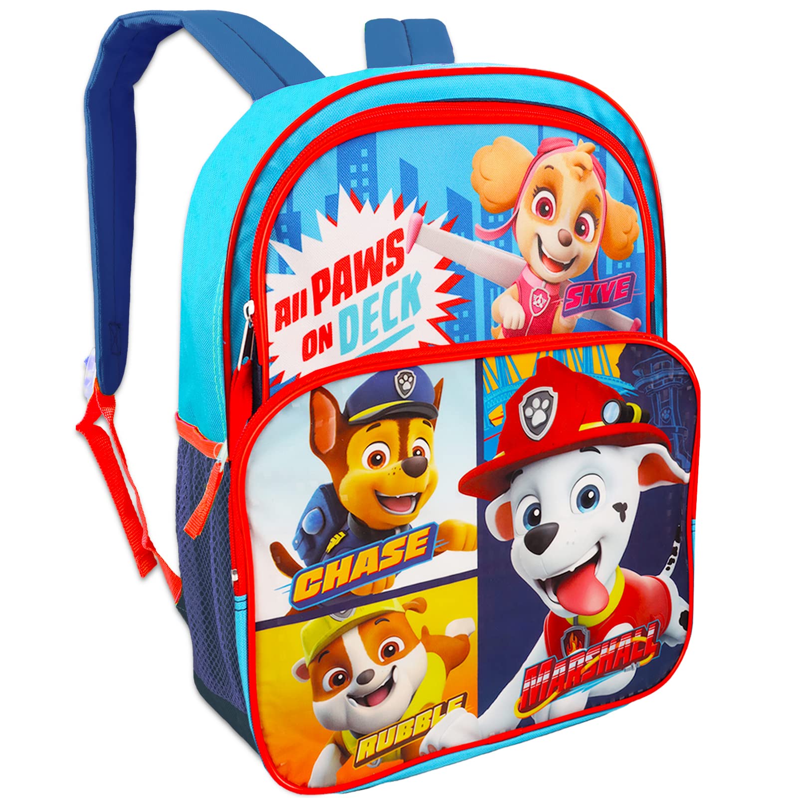 Nick Shop Paw Patrol Backpack for Boys Girls Kids -- 5 Pc Bundle with 16'' School Bag, Water Bottle, Stickers, and More | Supplies, Paw Patrol travel bag