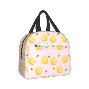 carati cut lemon pink pattern lunch bag, waterproof, dirt-resistant, lightweight, with zipper, 8x5 inch