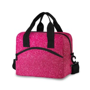 alaza hot pink glitter lunch bags for women crossbody lunch bag lunch box lunch cooler bag(228be3e1)