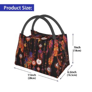 ASYG Native American Ethnic Art Lunch Bag Box Indian Tote Lunch Container Insulated Meal Handbag For Home Office Work Outdoor