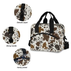 Moudou Cow Lunch Bag Reusable Insulated Cooler Lunch Tote Bag with Adjustable Shoulder Strap for Office Work School Picnic Travel