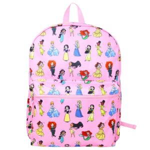 Disney Bundle Princess Backpack for Kids, Toddlers - Disney School Supplies Bundle with 16-'' Princess School Bag Plus Stickers, Water Bottle, & More (Princess Travel Bag)