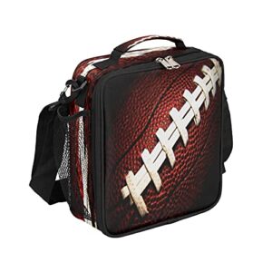 american football insulated lunch bag for school office work,sport football reusable lunch tote bag with adjustable shoulder strap, leakproof lunch box cooler bag for women/men