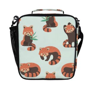 my daily red panda insulated lunch bag, cute cartoon portable lunch box for women adults reusable cooler tote with shoulder strap for office