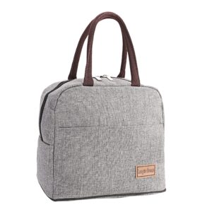 lunch bag large reusable insulated lunch bags for women men tote bag adult lunch box organizer holder container (grey)