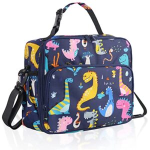 mesa lunch bag for kids - kids lunchbox for school, daycare, kindergarten - insulated lunch box for girls & boys (dinosaur)