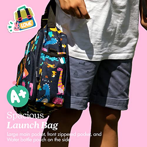 Mesa Lunch Bag for Kids - Kids Lunchbox for School, Daycare, Kindergarten - Insulated Lunch Box for Girls & Boys (Dinosaur)