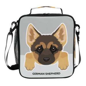dog pattern lunch box german shepherd insulated lunch bag reusable cooler meal prep bags lunch tote with shoulder strap for school kids office adult