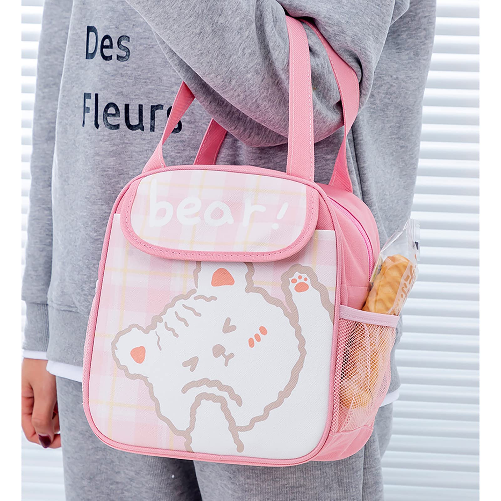 Kawaii Lunch Bag for Women Picnic Bag Outdoor Insulated Cooler Tote Bag Cute Animes Lunch Bags Large Capacity