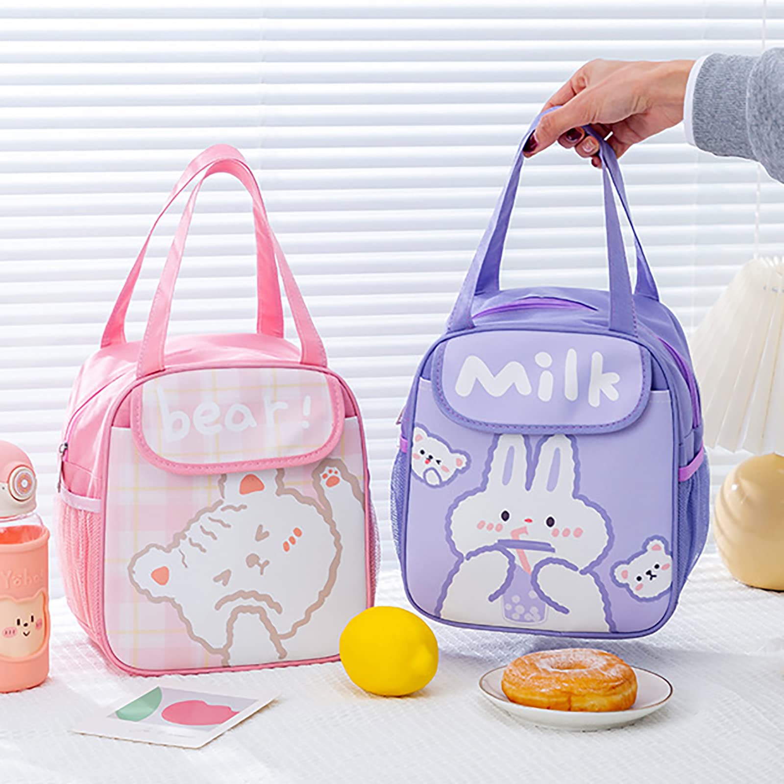 Kawaii Lunch Bag for Women Picnic Bag Outdoor Insulated Cooler Tote Bag Cute Animes Lunch Bags Large Capacity