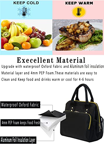 Lunch Bag Insulated Lunch Box Wide-Open Lunch Tote Bag Portable Small Cooler bag for College Work Picnic Hiking Beach Fishing