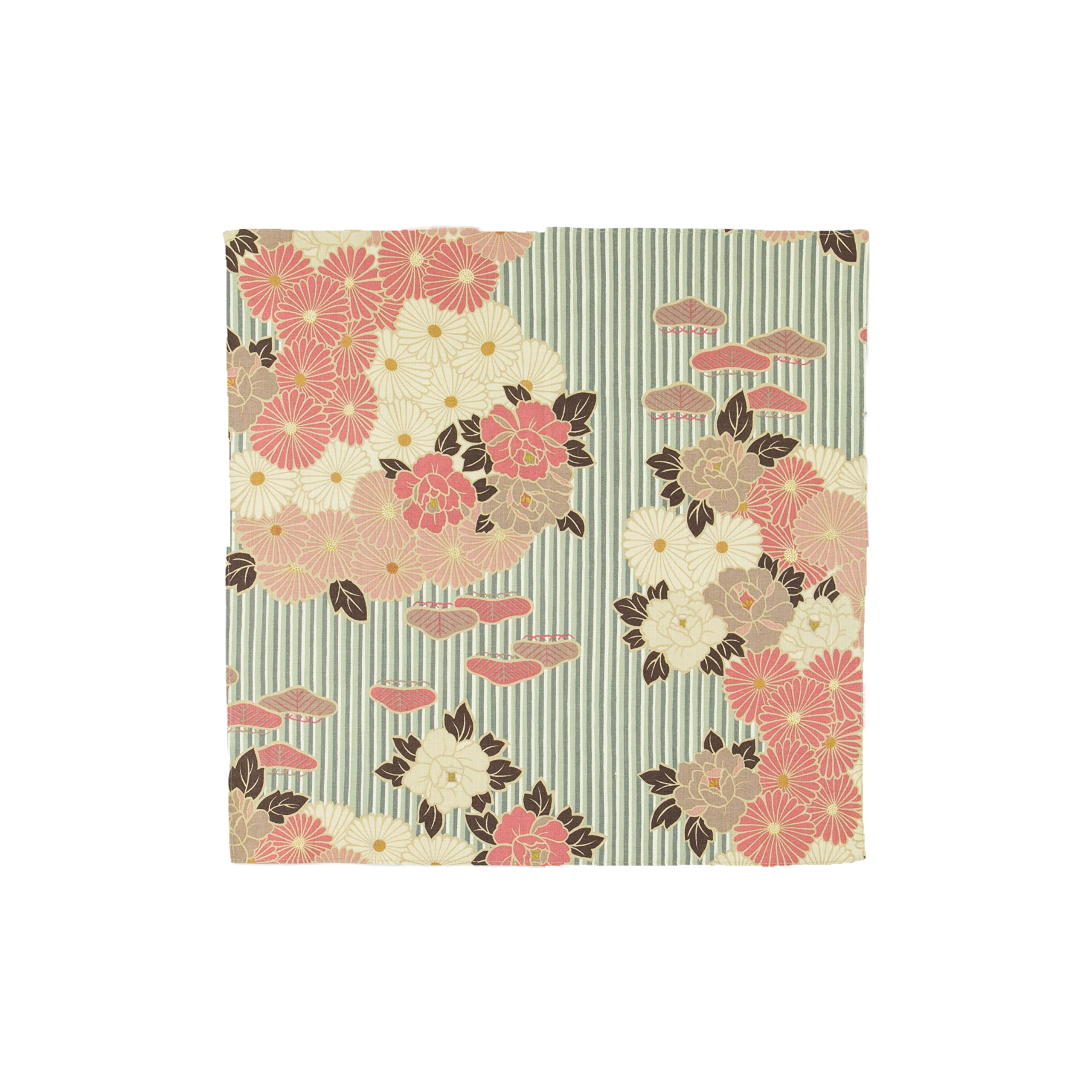 NOREN Furoshiki Wrapping Cloth Small 19.7 inches (50 cm) (Retro Flower Pinkbeige), Made in Japan 100% Cotton Japanese Bento Lunch Bag Japanese Bandana