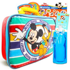 disney mickey mouse school supplies bundle disney lunch box set - 5 pc mickey lunch box with mickey and minnie stickers, more (disney lunch bag)