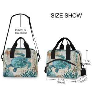 Toprint Sea Turtle Retro Lunch Bag, Oxford Material and Aluminum Film, 29x18x24cm, Unisex, 10+ Years