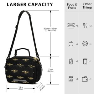 Glaphy Gold Bee Lunch Bag, Cooler Lunch Tote Box Insulated Lunch Bags Food Container for Men Women Kids