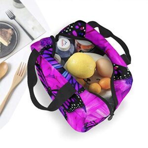 MSGUIDE Purple Butterfly Insulated Lunch Bag Leakproof Cooler Lunch Box for Men Women Adult - Reusable Thermal Tote Bag for Office Work School Picnic Beach