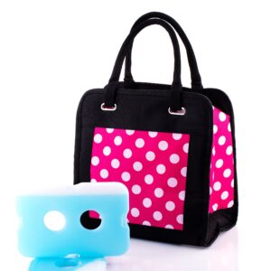 The Cooler Lunch Bag Insulated Cooler Lunch Bag for Women Pink Black Women's Food Storage with 2 ice Packs