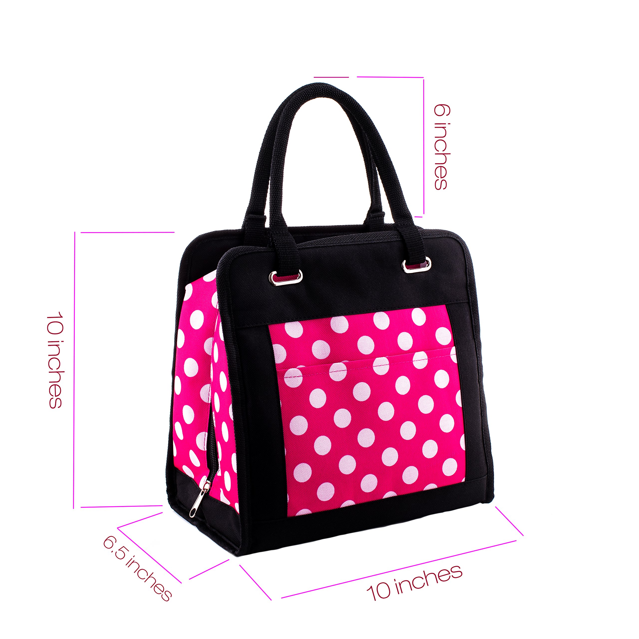 The Cooler Lunch Bag Insulated Cooler Lunch Bag for Women Pink Black Women's Food Storage with 2 ice Packs