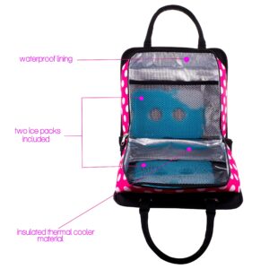 The Cooler Lunch Bag Insulated Cooler Lunch Bag for Women Pink Black Women's Food Storage with 2 ice Packs