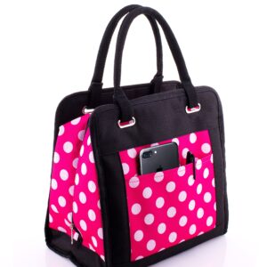 The Cooler Lunch Bag Insulated Cooler Lunch Bag for Women Pink Black Women's Food Storage with 2 ice Packs