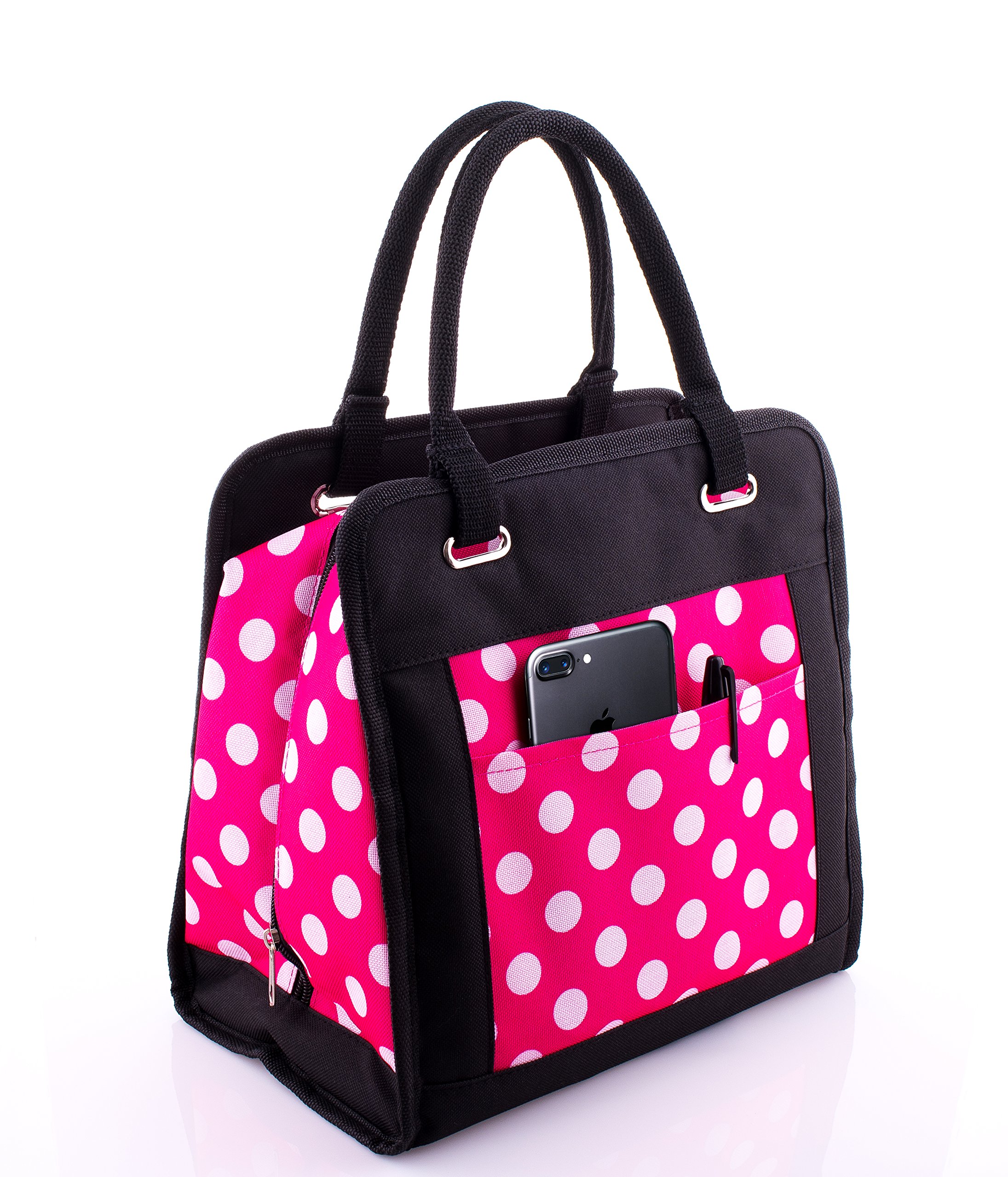 The Cooler Lunch Bag Insulated Cooler Lunch Bag for Women Pink Black Women's Food Storage with 2 ice Packs