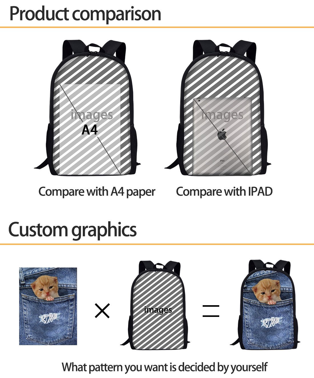 Amzbeauty Cute Dog Print Backpack for Kids Boys Girls Teens Cool School Book Bag One_Size