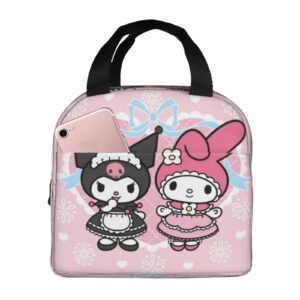 orpjxio lunch bag kuromi anime my melody reusable lunch box portable insulated lunch tote for outdoor picnic office 8.5 x 8 x 5in