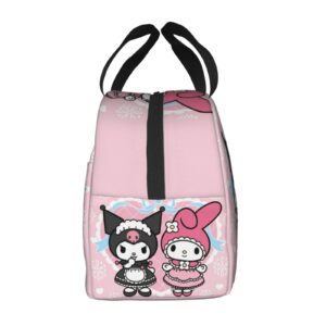 ORPJXIO Lunch Bag Kuromi Anime My Melody Reusable Lunch Box Portable Insulated Lunch Tote for Outdoor Picnic Office 8.5 X 8 X 5in