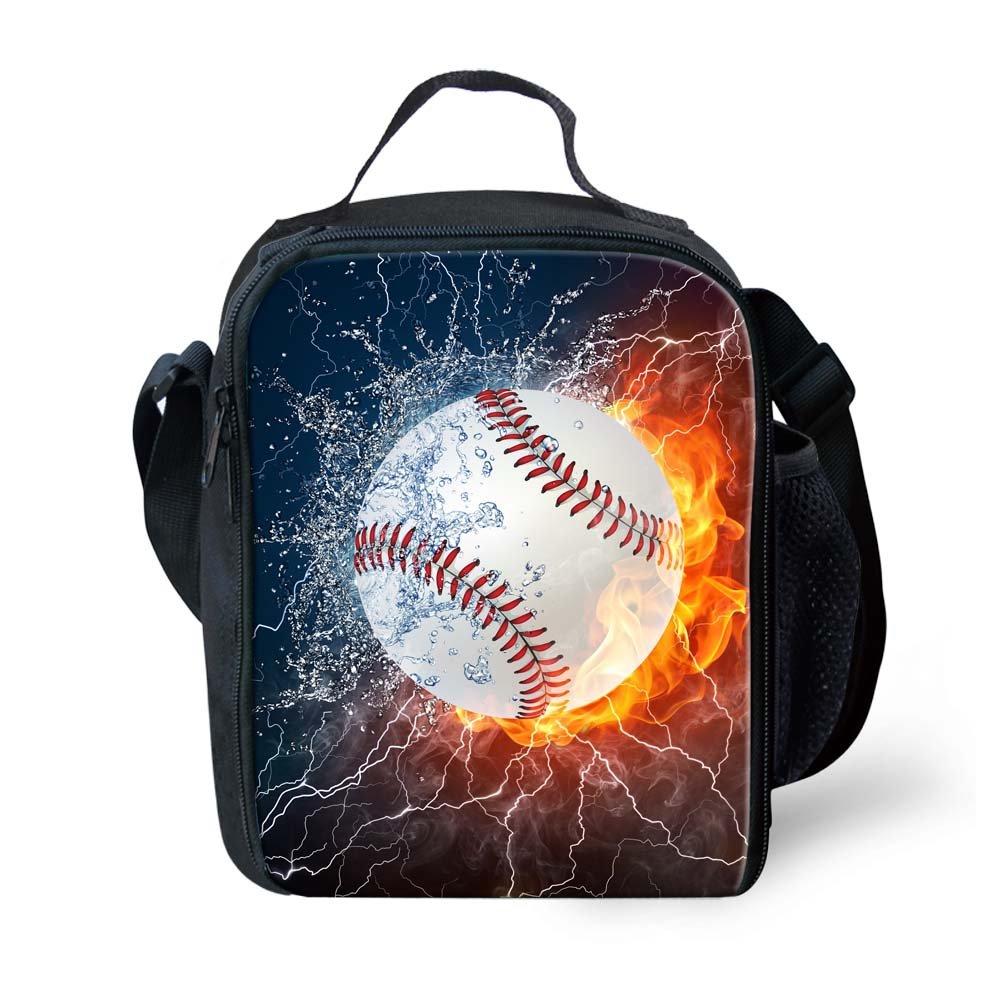 INSTANTARTS Thermal Insulated Lunch Box Tote Bag Baseball Ball Men Kid Boy Lunchbox