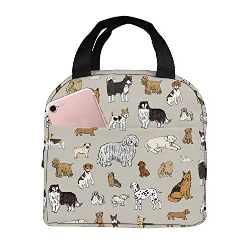 Gbuzozie Cute Dogs Animals Insulated Lunch Bag Leak Proof Tote Lunch Box With Zipper For Women Men Picnic Office