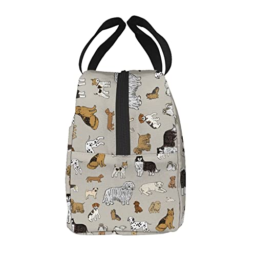 Gbuzozie Cute Dogs Animals Insulated Lunch Bag Leak Proof Tote Lunch Box With Zipper For Women Men Picnic Office