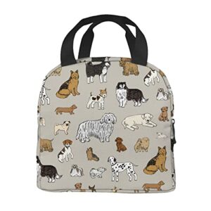 Gbuzozie Cute Dogs Animals Insulated Lunch Bag Leak Proof Tote Lunch Box With Zipper For Women Men Picnic Office