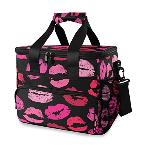 Kigai Lips Insulated Cooler Lunch Bag,Reusable Leakproof Lunch Box Cooler Bag Work Picnic Beach,with Detachable Shoulder Strap