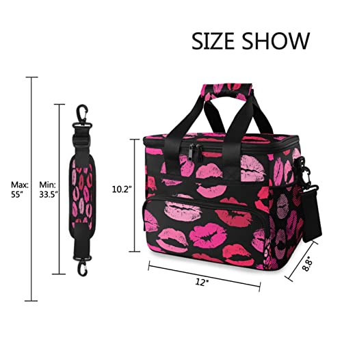 Kigai Lips Insulated Cooler Lunch Bag,Reusable Leakproof Lunch Box Cooler Bag Work Picnic Beach,with Detachable Shoulder Strap